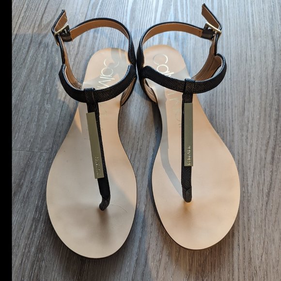 Calvin Klein Samira T-strap Sandals, Size 8.5 - Picture 1 of 4